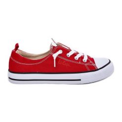 Materiałowe Trampki Damskie Lee Cooper LCW-25-02-3298L Czerwone. Czerwone trampki i tenisówki damskie bez wzorów, z gumy, eleganckie, bez zapięcia. Za 310.42 zł.