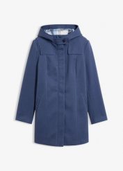 Długa kurtka z imitacji wełny z flanelową podszewką. Niebieskie kurtki damskie bonprix, bez wzorów, z wełny, bez kaptura. Za 349.99 zł.