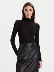 Calvin Klein Sweter LV044D239G Czarny Slim Fit. Czarne swetry damskie Calvin Klein, xl, bez wzorów, z lyocellu, bez kołnierzyka, bez ramiączek, bez kaptura. Za 349.99 zł.