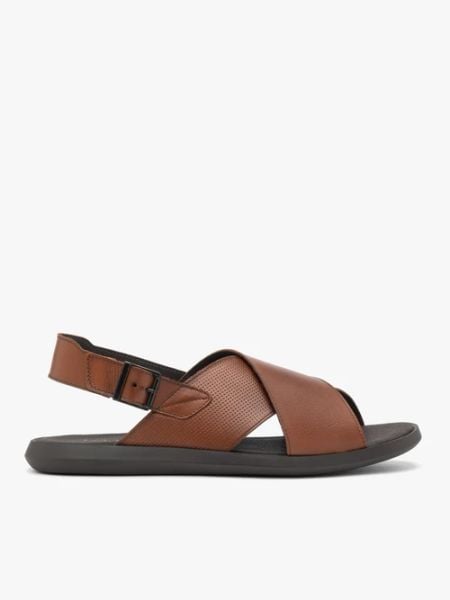 Brązowe skórzane sandały. Brązowe sandały męskie Ryłko, ze skóry, bez zapięcia. Za 349.99 zł.