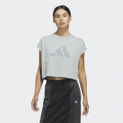 Koszulka damska Crop ADIDAS. T-shirty damskie Adidas, s, bez wzorów, z bawełny, bez kołnierzyka. Za 129.99 zł.