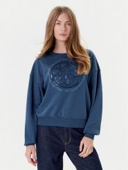 Guess Bluza W5YQ07 KB681 Granatowy Regular Fit. Niebieskie bluzy damskie Guess, xs, z aplikacjami, z bawełny, bez kaptura. Za 329.99 zł.
