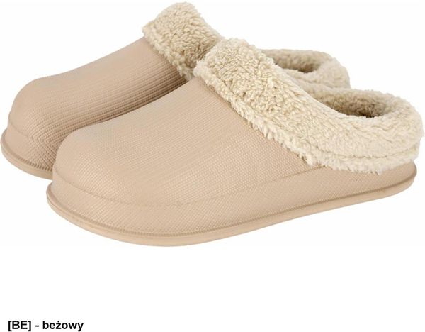 Reis BCFLUFF - Klapki damskie FLUFF materiał EVA ocieplane futerkiem wsuwane wyprofilowane - beżowy 37. Brązowe klapki damskie Reis, bez wzorów, z materiału. Za 30.43 zł.