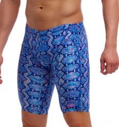 Spodenki do pływania Jammery Funky Trunks Blue Viper. Niebieskie kąpielówki męskie FUNKY TRUNKS, m, bez wzorów, z elastanu, do pływania. Za 219.00 zł.