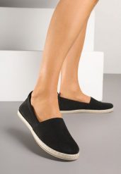 Czarne Płaskie Espadryle z Plecionką na Podeszwie Julietae. Czarne espadryle damskie Renee, na lato, bez wzorów, eleganckie, z okrągłym noskiem, bez obcasa, na płaskiej podeszwie, bez zapięcia. Za 54.99 zł.