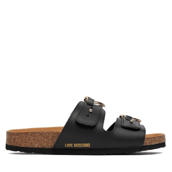 Klapki LOVE MOSCHINO. Czarne klapki damskie Love Moschino, bez wzorów, bez obcasa. Za 420.99 zł.