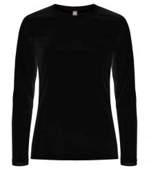 Clique Basic Active-T L/S Women – Długi t-shirt z spun dyed poliesteru. Czarne t-shirty damskie CLIQUE, l, bez wzorów, z dzianiny, bez kołnierzyka. Za 95.81 zł.