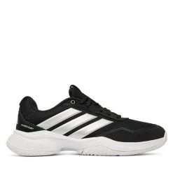 Buty do tenisa adidas. Czarne obuwie sportowe damskie Adidas, bez wzorów, tenisowe. Za 329.99 zł.