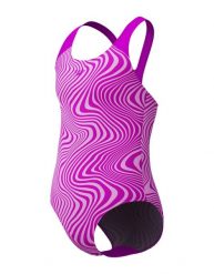 Strój pływacki jednoczęściowy dziecięcy Speedo Digital Allover Splashback. Czerwone stroje kąpielowe dla dziewczynek Speedo, bez wzorów, z elastanu. Za 94.99 zł.