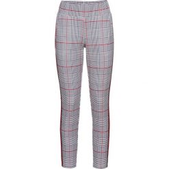 Spodnie w kratę z paskami bonprix szaro-czerwony w kratę. Spodnie materiałowe damskie marki bonprix. Za 149.99 zł.