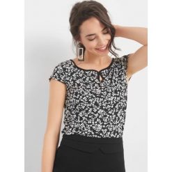 Taliowana koszulka w kwiaty. Czarne t-shirty damskie marki Orsay, bez wzorów, z elastanu, bez kołnierzyka. Za 49.99 zł.