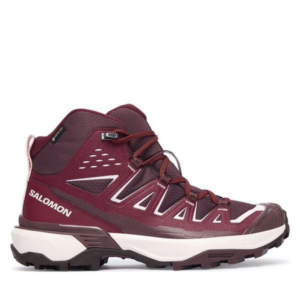 Trekkingi Salomon. Czerwone obuwie sportowe damskie Salomon, bez wzorów, z gore-texu, trekkingowe. Za 729.99 zł.