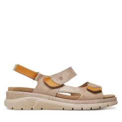 Sandały Suave. Brązowe sandały damskie Suave, bez wzorów, bez obcasa, na koturnie, bez zapięcia. Za 399.99 zł.