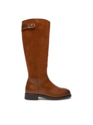 Tommy Hilfiger Oficerki Th Stud Leather Mix Long Boot FW0FW08341 Brązowy. Brązowe kozaki damskie Tommy Hilfiger, ze skóry, bez obcasa, na płaskiej podeszwie. Za 989.99 zł.