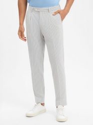 Finshley & Harding London spodnie garniturowe - Hudson Mężczyźni Slim Fit Sztuczne włókno niebieski|biały, 98. Białe eleganckie spodnie męskie Finshley & Harding London, m, bez wzorów, z włókna. Za 139.95 zł.