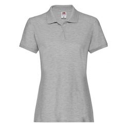 Damska Koszulka Polo Z Bawełny Premium. Szare koszulki sportowe damskie Fruit of the Loom, m, bez wzorów, z bawełny, bez kołnierzyka, bez ramiączek. Za 80.99 zł.