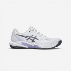 Buty tenisowe damskie Asics Gel Dedicate 9 na korty ziemne. Obuwie sportowe damskie Asics, bez wzorów, z materiału, tenisowe. Za 299.99 zł.