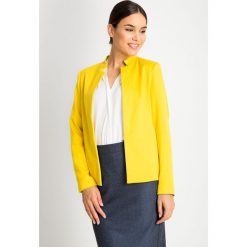 Żółty żakiet bez zapięcia QUIOSQUE. Żółte żakiety damskie QUIOSQUE, z jeansu, eleganckie. W wyprzedaży za 139.99 zł.