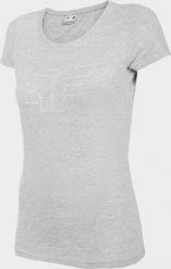 4f Koszulka damska H4L22-TSD353 Chłodny jasny szary melanż r. L. Szare t-shirty damskie 4f, l, bez wzorów, bez kołnierzyka. Za 40.27 zł.