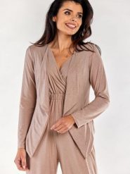 Żakiet Model A559 Beige - awama. Brązowe żakiety damskie Awama, l, bez wzorów, z elastanu. Za 256.23 zł.