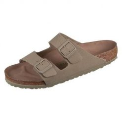 Klapki męskie Birkenstock Arizona Vegan. Brązowe klapki męskie Birkenstock, z materiału. Za 481.00 zł.