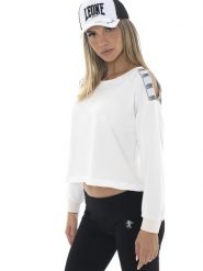 Bluza lekki z ściągacze na co dzień na siłownię. Białe bluzy damskie LEONE 1947 APPAREL, m, bez wzorów, bez kaptura. Za 273.65 zł.