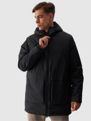 4F Parka przejściowa membrana 8000 męska - czarna XL. Czarne kurtki męskie 4f, na zimę, m, bez wzorów, z dzianiny, sportowe, z kapturem. W wyprzedaży za 249.99 zł.