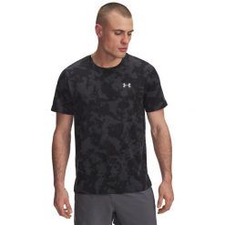 Koszulka Under Armour Launch Printed. Czarne koszulki sportowe męskie Under Armour, m, bez wzorów, z materiału, bez kołnierzyka, bez ramiączek, na fitness i siłownię. Za 177.45 zł.