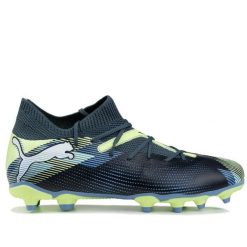 Buty piłkarskie korki juniorskie Puma FUTURE 7 MATCH FG/AG JR. Niebieskie buty sportowe męskie Puma, z materiału, bez zapięcia, do piłki nożnej. W wyprzedaży za 169.00 zł.