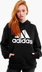 Adidas Bluza damska adidas Essentials Big Logo Oversized French Terry Hoodie czarna HR4934 M. Czarne bluzy damskie Adidas, m, bez wzorów, bez kaptura. Za 228.84 zł.