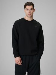 4F Bluza dresowa regular bez kaptura męska - czarna XXL. Czarne bluzy męskie 4f, l, bez wzorów, z dresówki, bez kaptura. Za 149.99 zł.