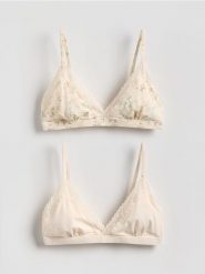 Miekki biustonosz 2 pack - złamana biel. Biustonosze Reserved, bez wzorów, z dzianiny. Za 89.99 zł.