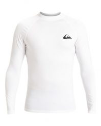 Koszulka Quiksilver Everyday LS Rashguard UPF 50 White 2024. Białe bluzki z długim rękawem męskie Quiksilver, m, bez wzorów, z elastanu, bez kołnierzyka, bez ramiączek, żeglarskie. Za 149.99 zł.