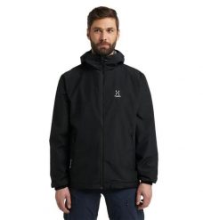 HAGLOFS Kurtka męska BETULA GTX JACKET MEN True Black2-S. Czarne kurtki męskie Haglöfs, l, bez wzorów, z gore-texu, biznesowe, bez kaptura. Za 678.20 zł.