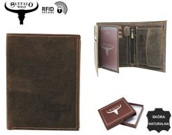 Portfel skórzany Buffalo Wild RM-04-BAW brązowy. Brązowe portfele męskie BUFFALO WILD, bez wzorów, ze skóry. Za 57.99 zł.