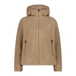 Bluza damska CMP 35P3856 Long Teddy Highloft. Brązowe bluzy damskie CMP, bez wzorów, bez kaptura. Za 329.99 zł.
