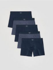 5 pack bokserek Long - granatowy. Niebieskie bokserki męskie Reserved, l, bez wzorów, z bawełny. Za 109.99 zł.