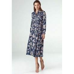 Granatowa Rozpinana Sukienka Midi z Wzorem. Sukienki damskie Molly.pl. Za 209.90 zł.