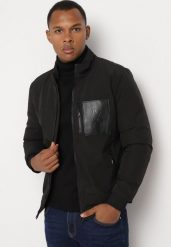 Czarna Kurtka Przejściowa ze Ściągaczami Zapinana na Suwak Neveale. Czarne kurtki męskie Born2be, l, bez wzorów, z materiału, eleganckie, bez kaptura. Za 79.99 zł.