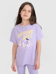 4F T-shirt regular z nadrukiem dziewczęcy - fioletowy 164 (13-14 lat). Fioletowe t-shirty i topy dla dziewczynek 4f, bez wzorów, z bawełny, bez ramiączek. W wyprzedaży za 19.99 zł.