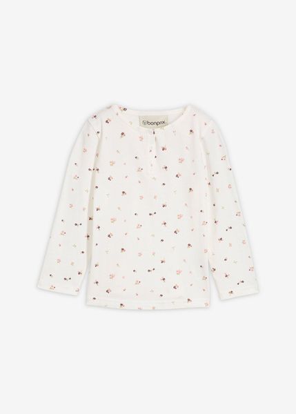 Bluzka z długim rękawem z czystej bawełny organicznej. Białe t-shirty i topy dla dziewczynek bonprix, bez wzorów, z bawełny, bez ramiączek. Za 34.99 zł.