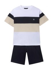 Mayoral Komplet t-shirt i spodenki 6691 Czarny Regular Fit. Czarne szorty dla chłopców Mayoral, bez wzorów, z bawełny. Za 139.99 zł.