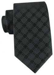 Męski Krawat - Antracytowy, Regularny Wzór - Angelo di Monti. Szare krawaty i muchy Angelo di Monti, bez wzorów, z tkaniny, eleganckie. Za 49.99 zł.