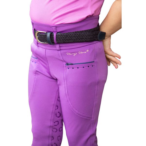 Spodnie jeździeckie o pełnej przyczepności dla dziewcząt Harry's Horse LouLou Bo. Fioletowe spodnie materiałowe dla dziewczynek HARRYS HORSE, bez wzorów. Za 203.00 zł.