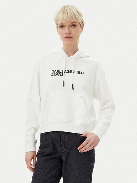 Karl Lagerfeld Jeans Bluza A2W20053 Biały Regular Fit. Białe bluzy damskie Karl Lagerfeld Jeans, l, bez wzorów, z bawełny, bez kaptura. Za 279.99 zł.