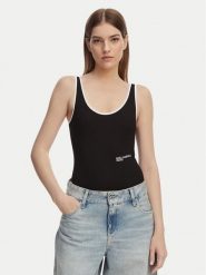 Karl Lagerfeld Jeans Body A2W17021 Czarny Slim Fit. Czarne bluzki damskie Karl Lagerfeld Jeans, xs, bez wzorów, z bawełny, bez kołnierzyka, bez ramiączek. Za 290.99 zł.