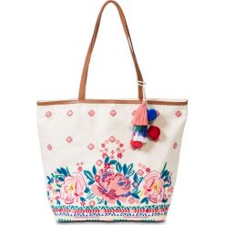 Torba shopper plażowa z haftem bonprix cielisto-różowo-turkusowy. Brązowe torebki shopper damskie bonprix, bez wzorów, bez dodatków. Za 54.99 zł.