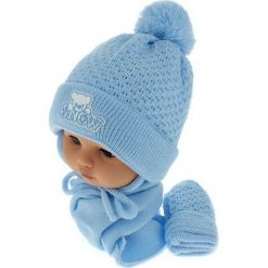 Czapka niemowlęca z szalikiem i rękawiczkami 011B niebieska. Czapki dla dzieci marki Pulp. Za 45.90 zł.