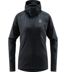 HAGLOFS Bluza damska SKUTA HOOD WOMEN True Black-M. Czarne bluzy damskie Haglöfs, m, bez wzorów, z materiału, z kapturem, trekkingowe. Za 230.90 zł.