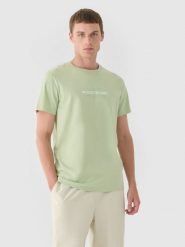 4F T-shirt regular z nadrukiem męski - oliwkowy XXL. Brązowe koszulki sportowe męskie 4f, m, bez wzorów, z bawełny, bez kołnierzyka, bez ramiączek. W wyprzedaży za 29.99 zł.